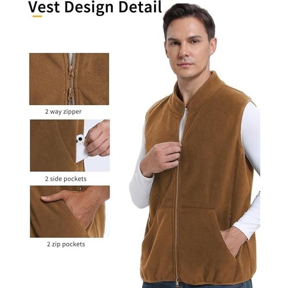 Men's Argstar fleece brown 6 pocket vest size medium NEW